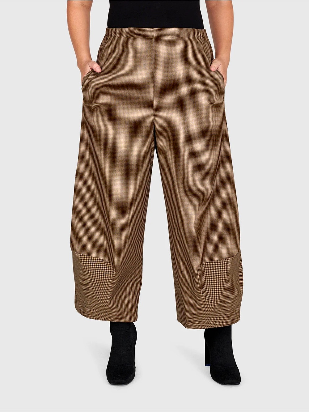 Alembika Houndstooth bonanza barrel capri pant lagenlook shabby chic 7 18/20